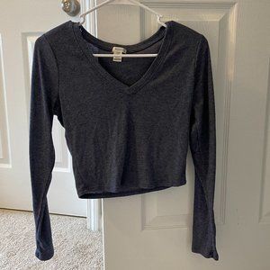 blue long sleeve crop top